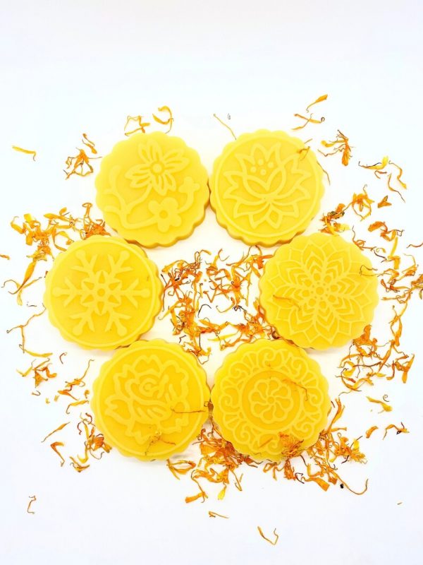 Lavender & Chamomile Calendula Flower Infused Moon Cake Shaped Shea Soap - Image 2